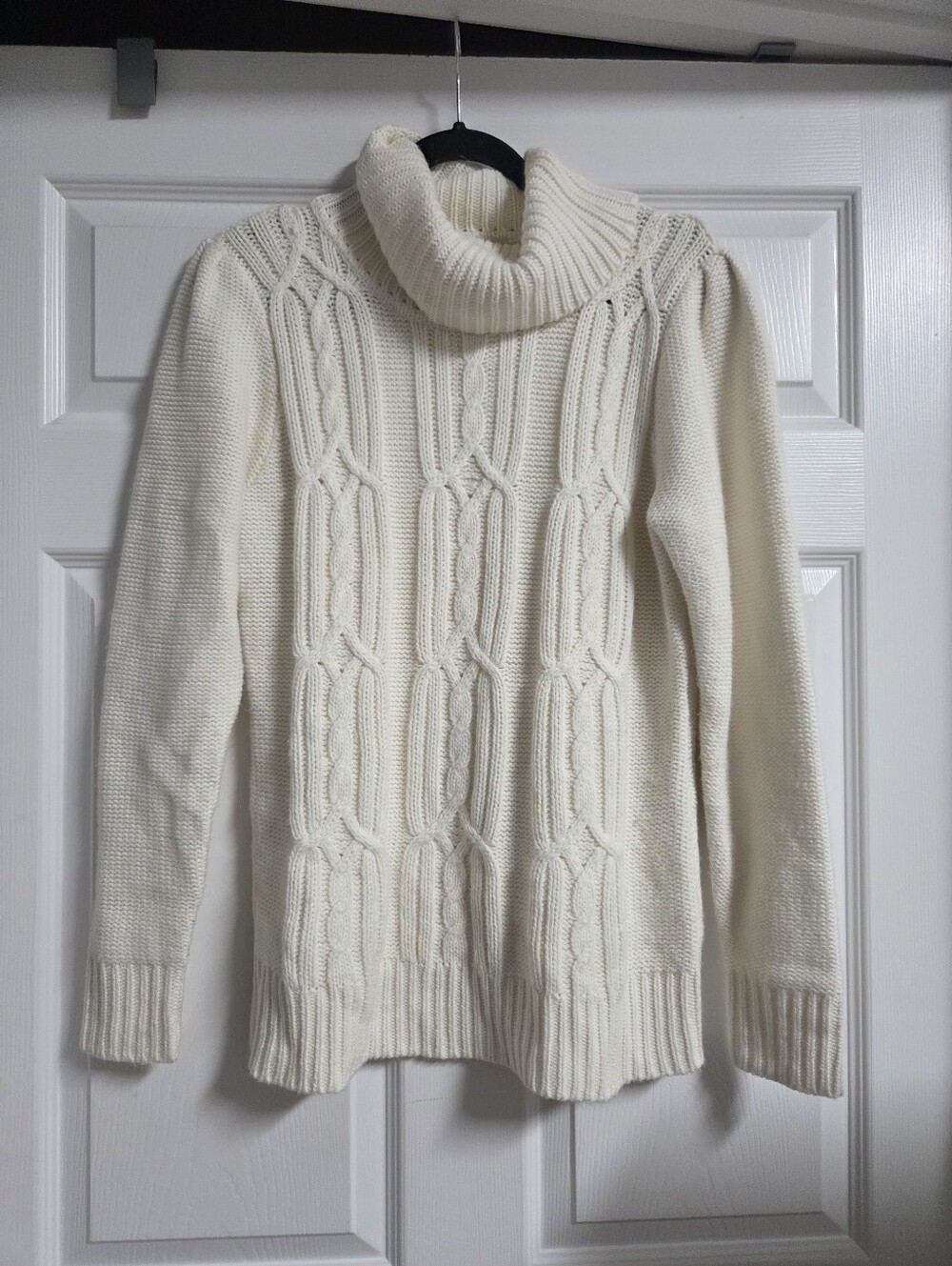 St. John's Bay Cream Cable Turtleneck Sweater Size L